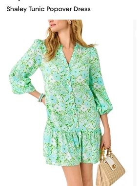 NWT Lilly Pulitzer Shaley Tunic Popover Dress - Green Floral